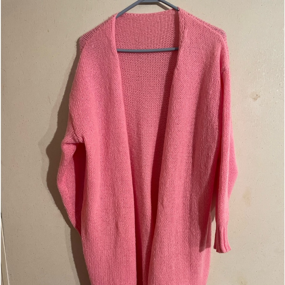 Gorgeous Pink Long Open Sweater